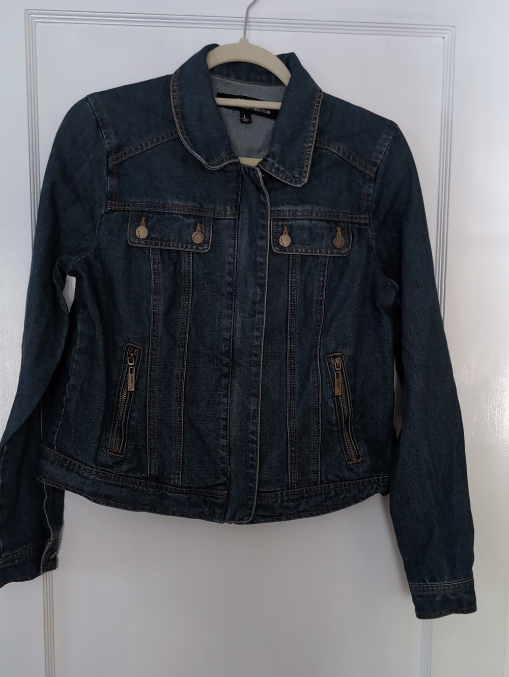 Jou Jou Dark Blue Denim Jacket with Brass Accents
